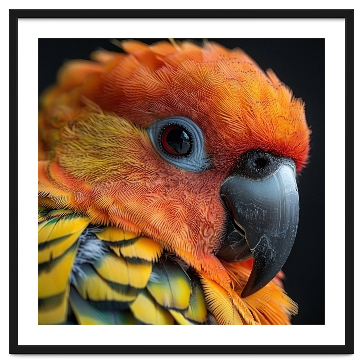 Close Up Of A Sun Conure Parrot's Head