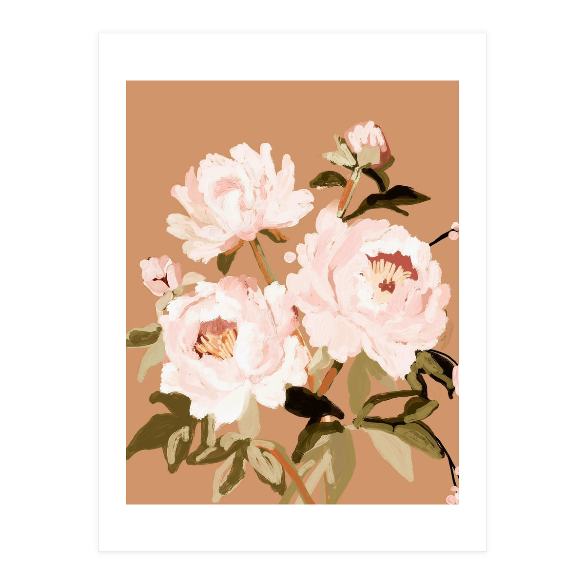 Blush Peony Painting, Floral Wall Art, Neutral Flower Print, Peony Art  (Print Only)