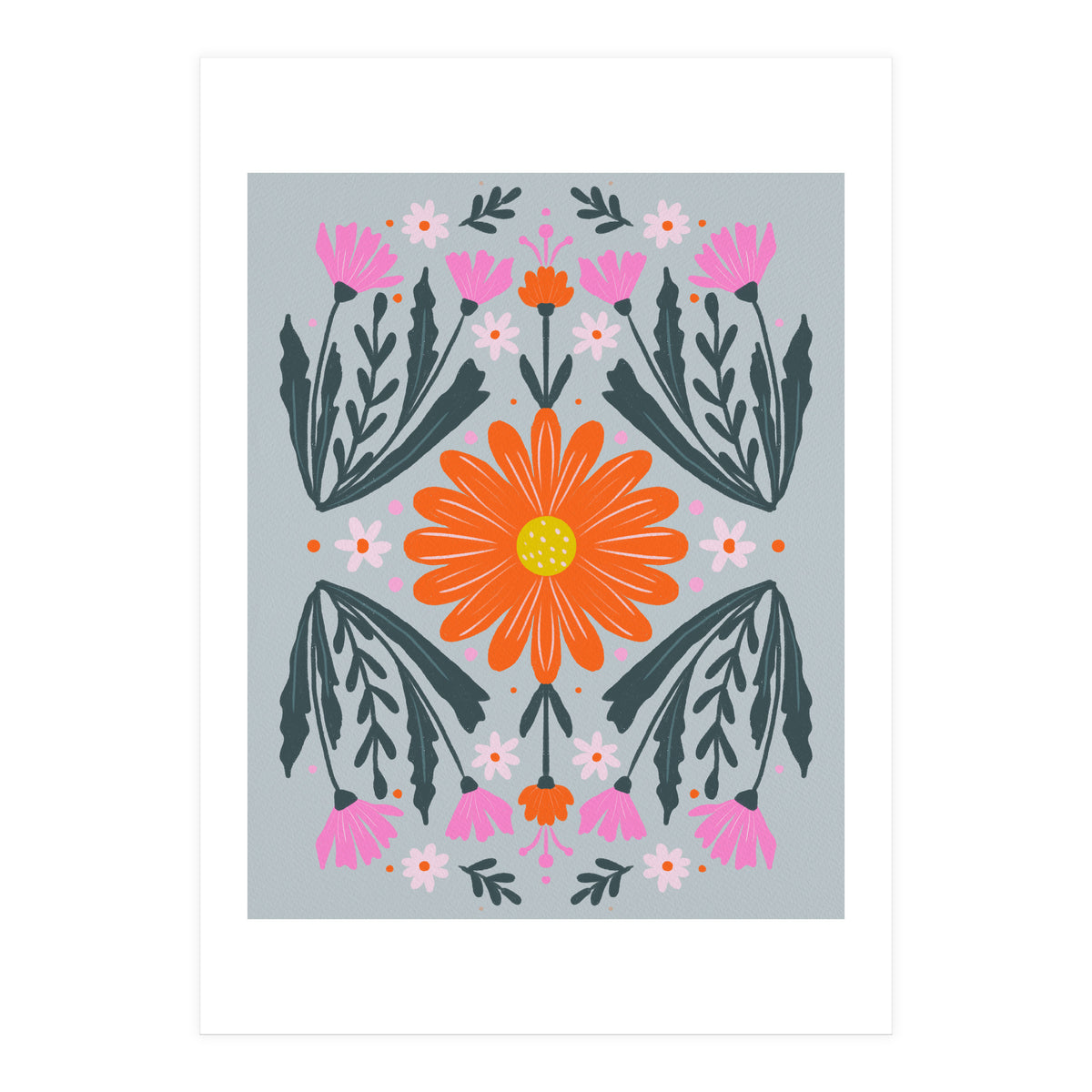 Orange Flower with pink buds (Print Only)