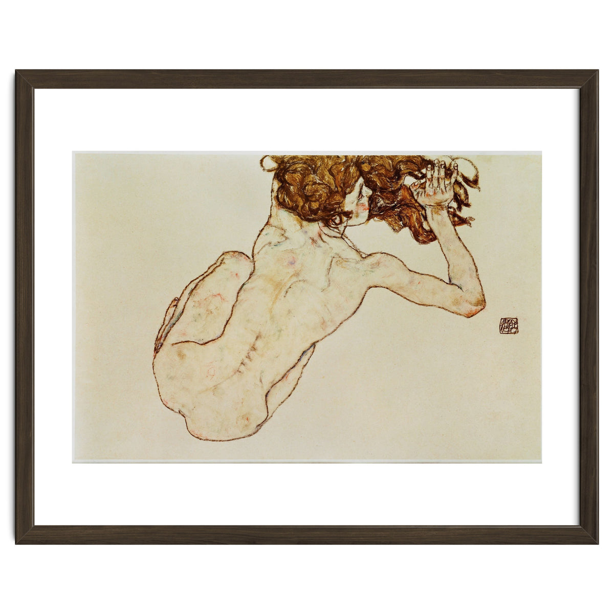 Kauernder Rueckenakt - Crouching nude,back view,1917. Gouache and pencil, 29,5 x 45 cm.