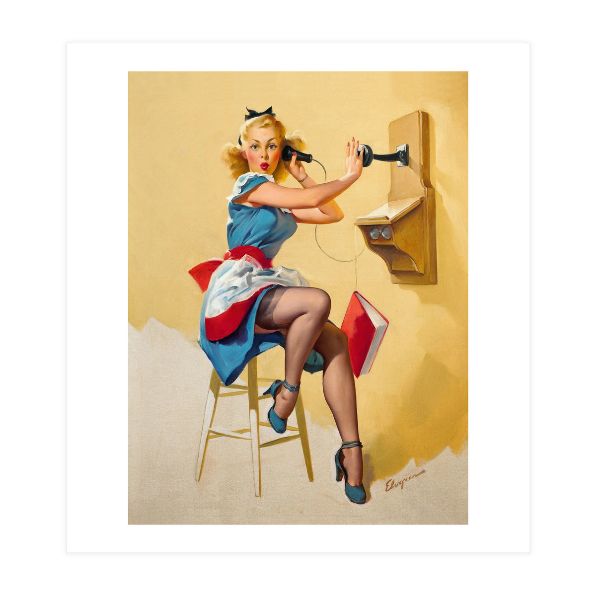 Pinup Gossip Girl On The Phone (Print Only)