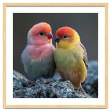 Pair Of Lovebirds Sitting On Rocks thumbnail