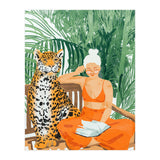 Jungle Vacay | Modern Bohemian Blonde Woman Tropical Travel | Leopard Wildlife Forest Reader (Print Only) thumbnail