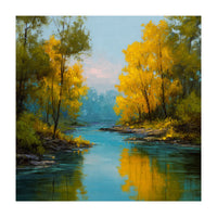 Serene Autumn River Landscape (Print Only)
