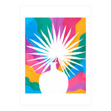 Fan Palm, Tropical Nature Botanical Colorful Watercolor, Abstract Jungle Rainbow Boho, Eclectic Plants Contemporary Modern (Print Only) thumbnail