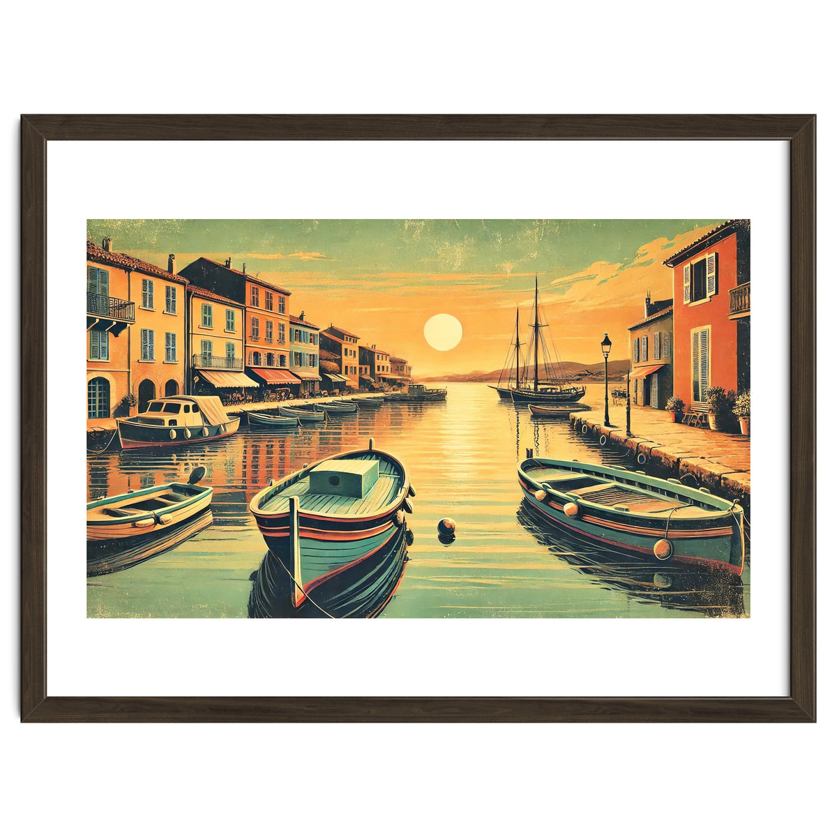 Vintage Harbor Sunset Poster