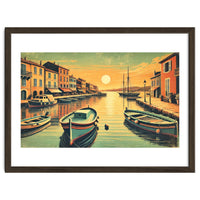 Vintage Harbor Sunset Poster