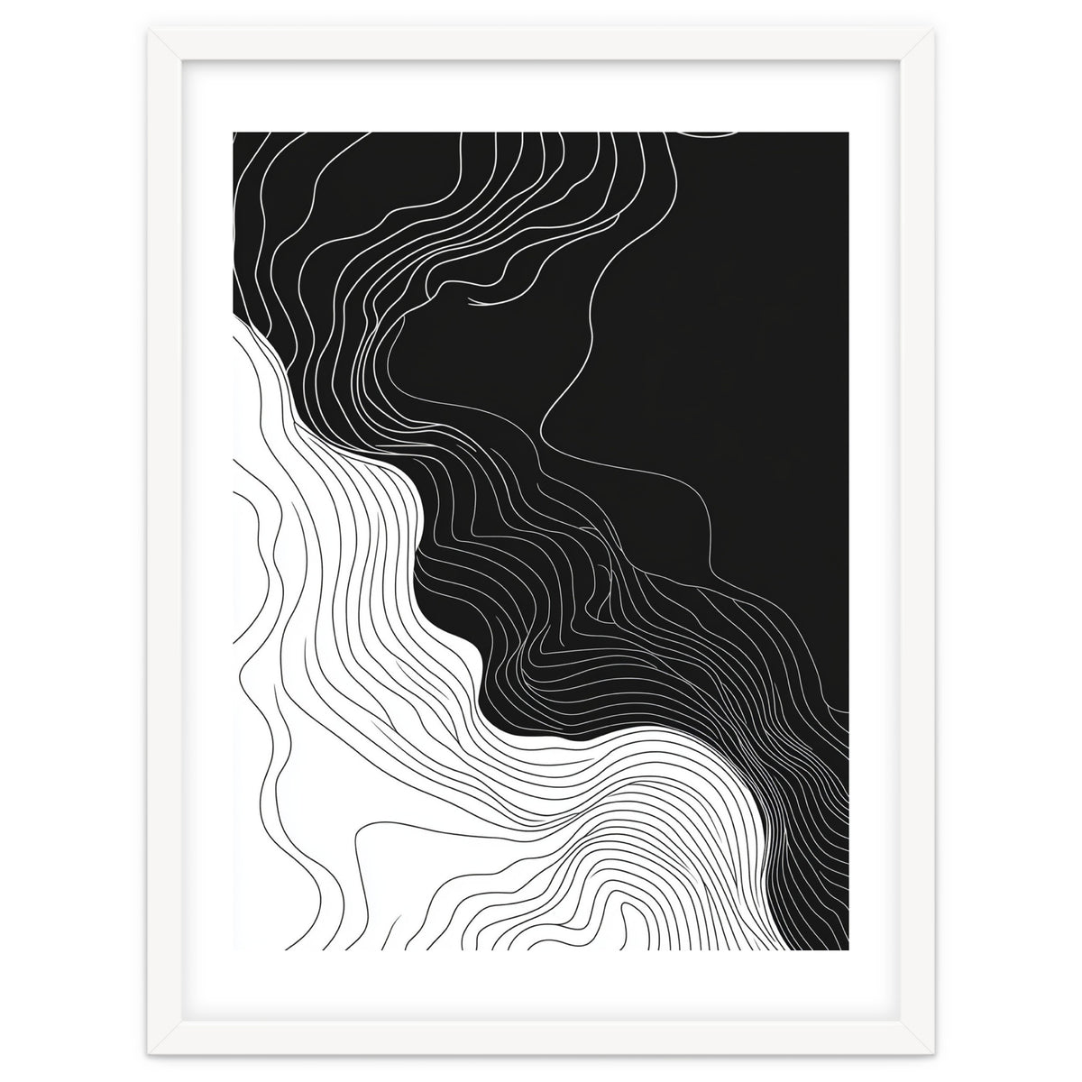 Abstract Black And White Wavy Lines Flowing