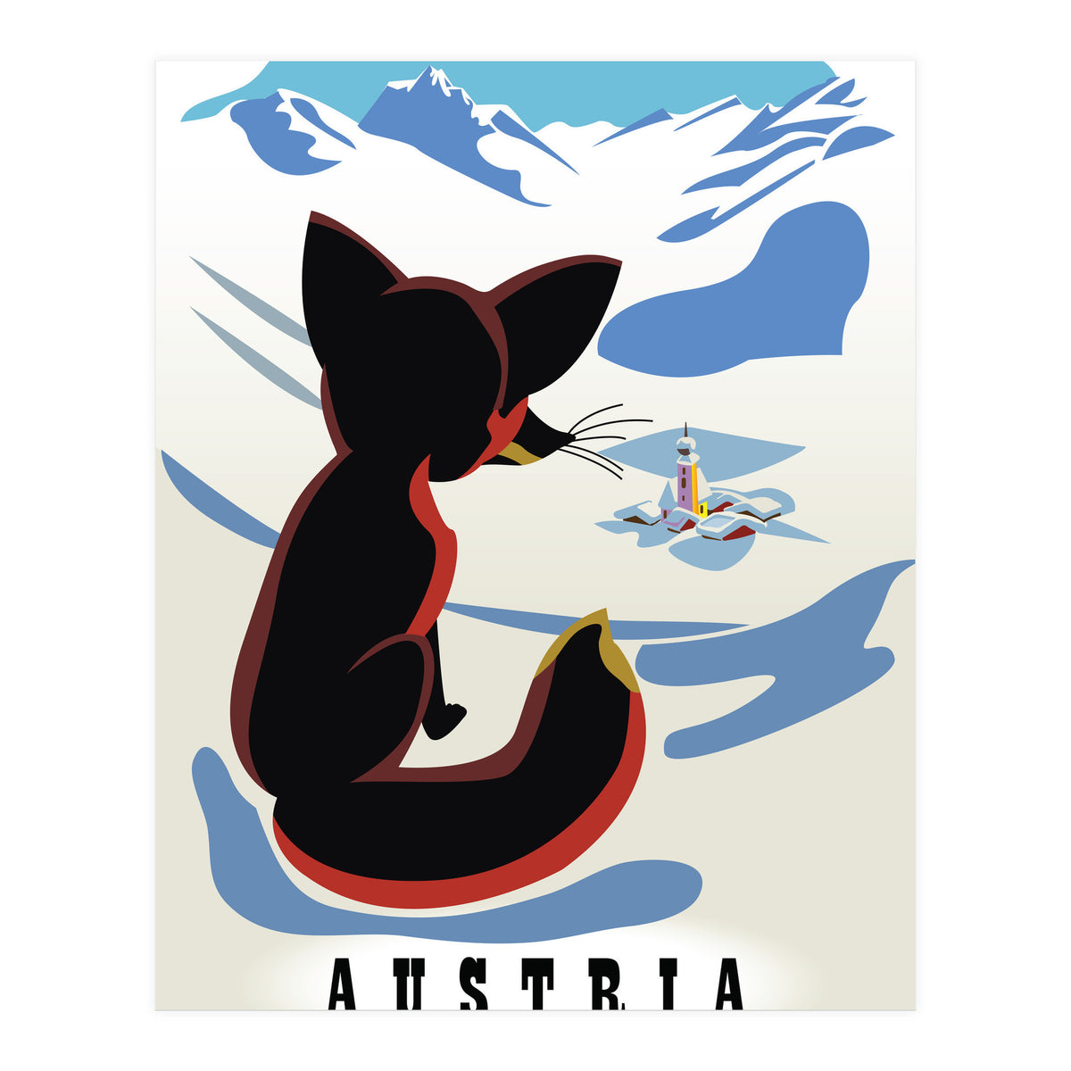Austria Fox In The Snow (Print Only)