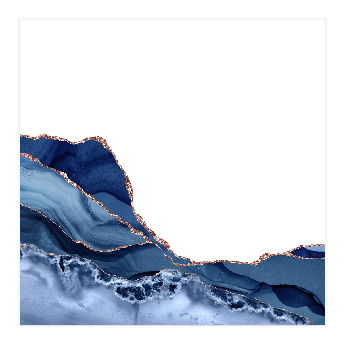 Navy & Rose Gold Agate Texture 19 (Print Only)