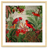 Vintage Rainforest With Tropical Red Parrots thumbnail