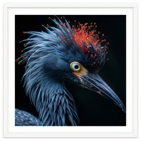 Blue Heron Bird Head With Orange Crown