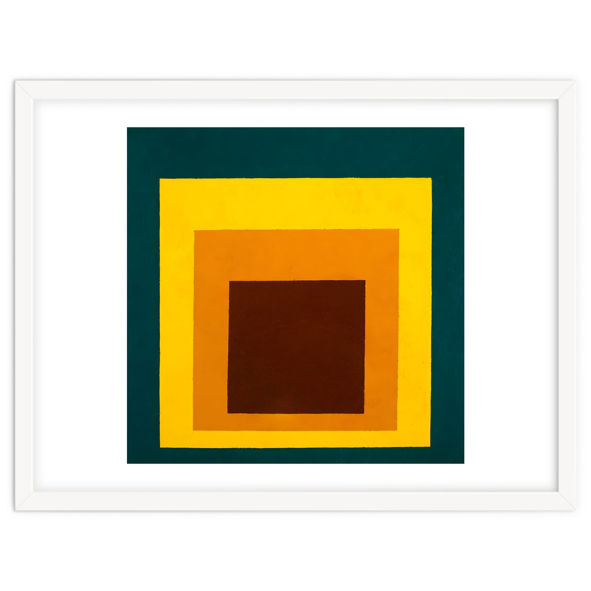 JOSEF ALBERS - HOMAGE TO THE SQUARE DARK GREEN YELLOW ORANGE BROWN