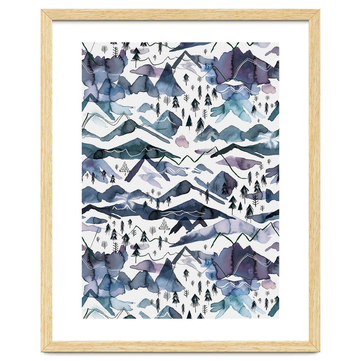 Watercolor Landscape Blue Mountains