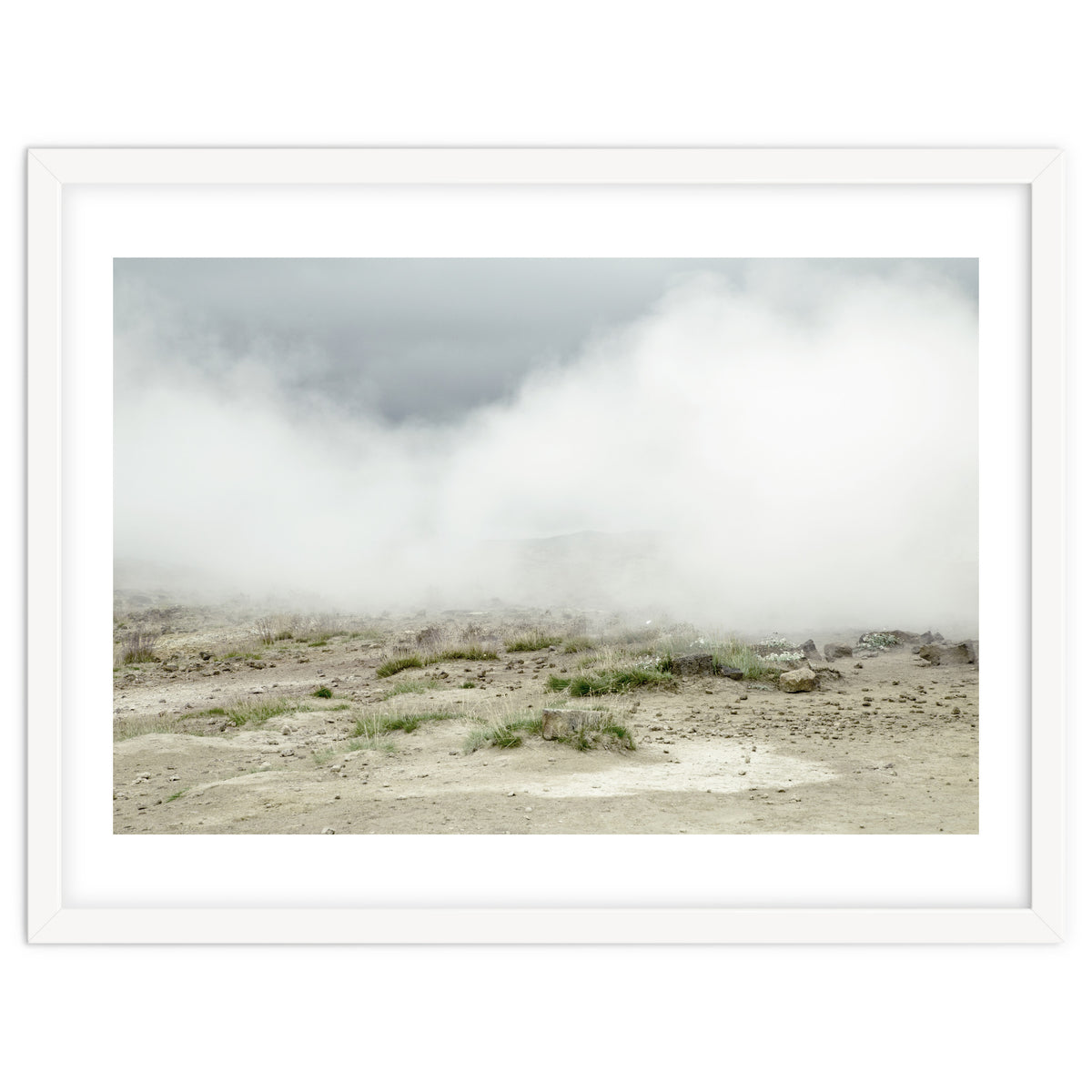 Landscape covered by hot spring steam - Iceland