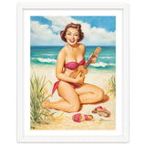 Pinup Girl Playing Ukulele On The Beach thumbnail