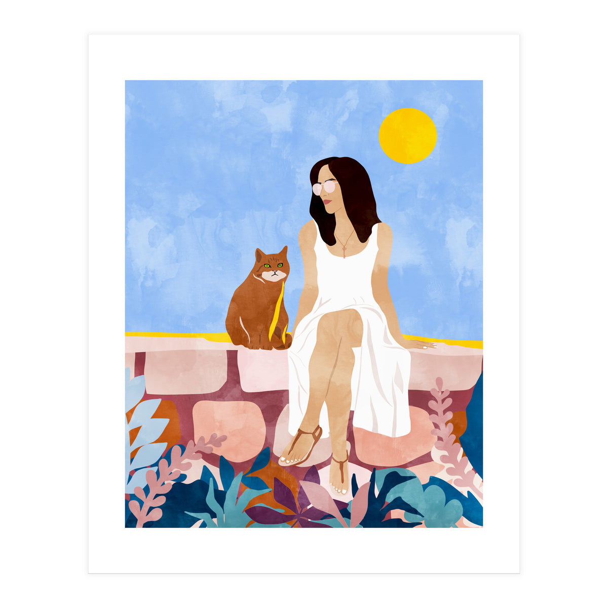 Butterscotch, Cats Pets Cat Mom Watercolor Painting, Pet Parent Animals Quirky Bohemian (Print Only)