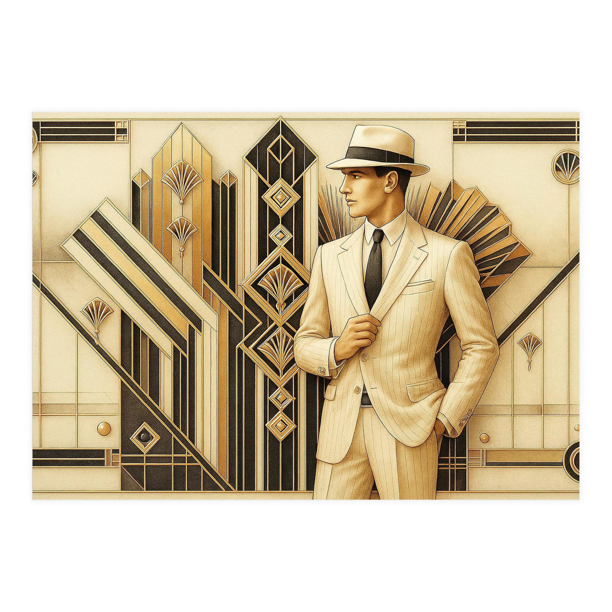 Gatsby Gentleman Art Deco Scene (Print Only)