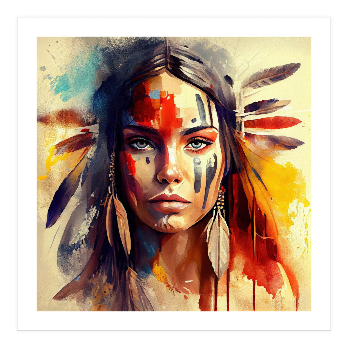 Powerful American Native Woman #3 (Print Only)