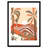 Epiphany, Pastel Rustic Sunrise Sunset, Bohemian Nature Landscape Illustration, Mountains Adventure Palm Trees thumbnail