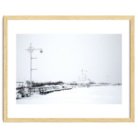 Street light and Bench in Winter snowscape