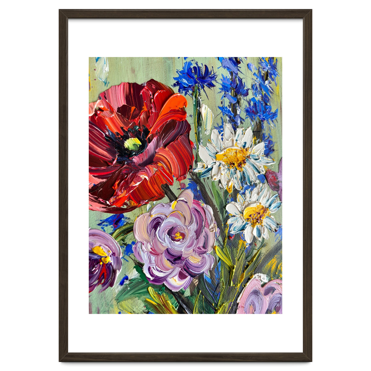 Vibrant Wildflower Meadow Oil Painting