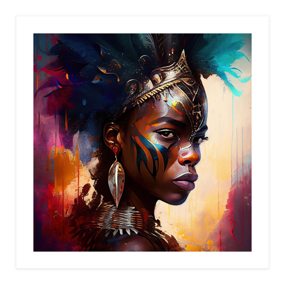 Powerful African Warrior Woman #4 (Print Only)