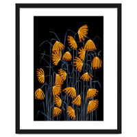 Linocut flower meadow black
