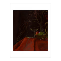 Dark Baroque Still Life Table and Wine oil (Print Only)
