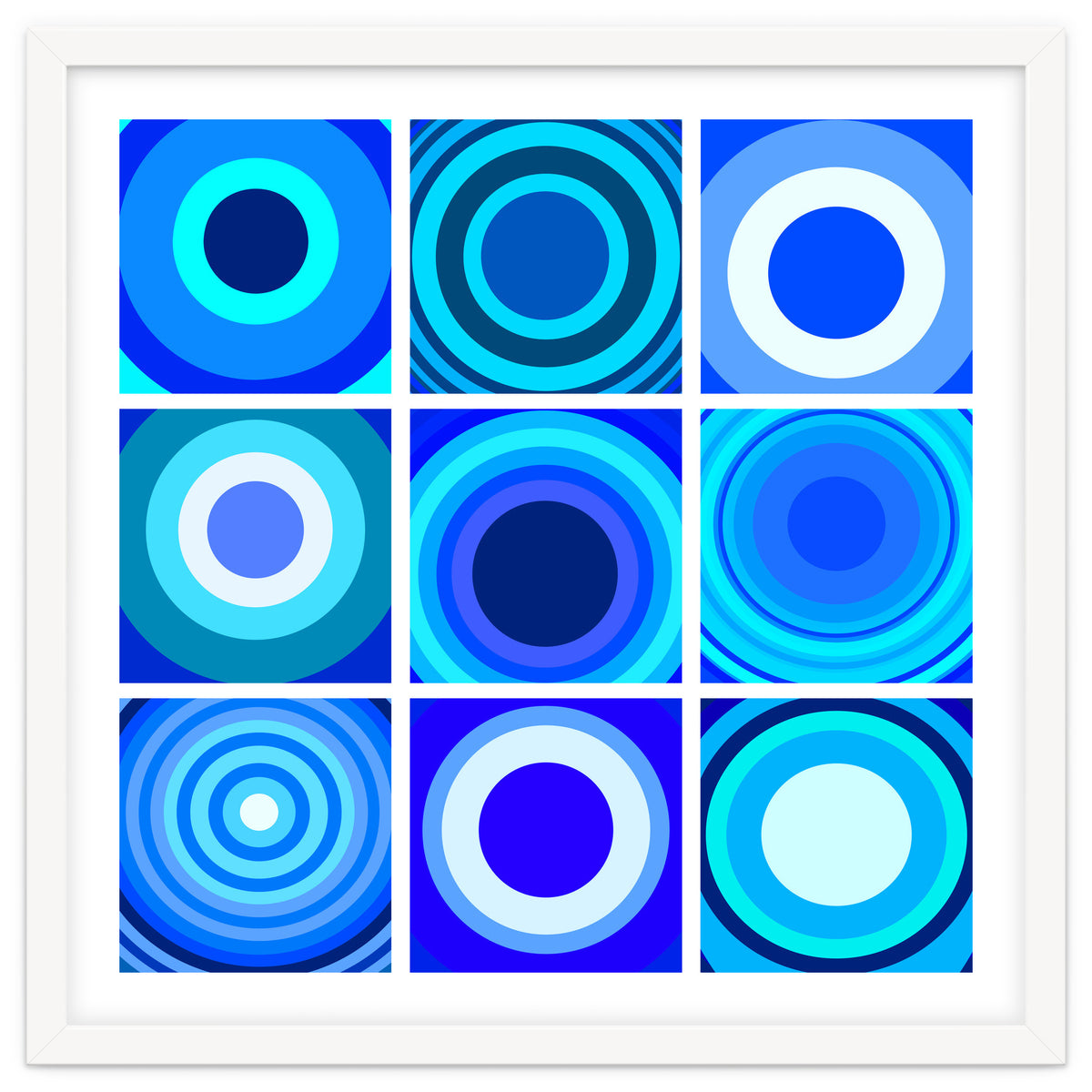 Circles & Rectangles Alt Blue 3 X 3: 4