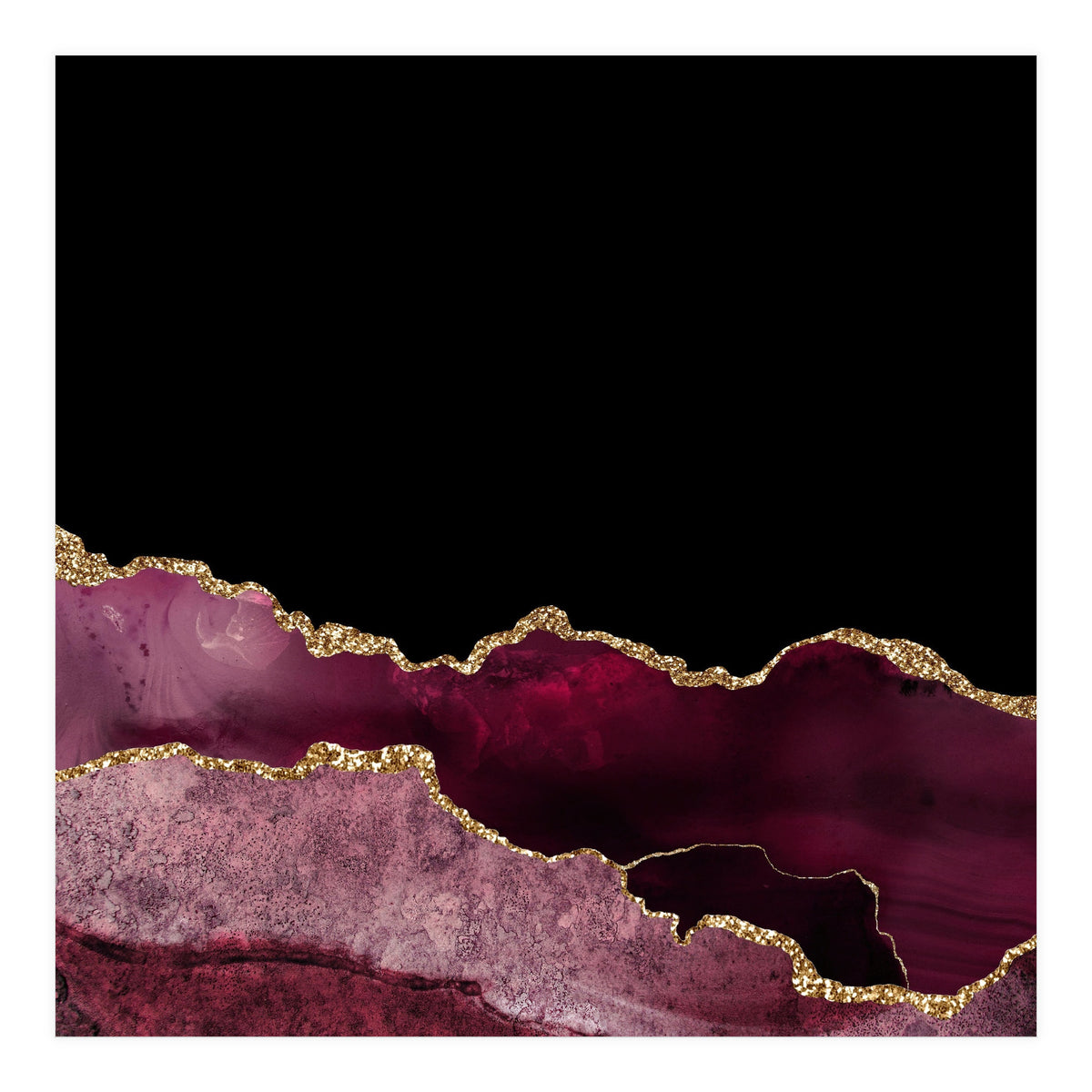 Burgundy & Gold Agate Texture 10  (Print Only)