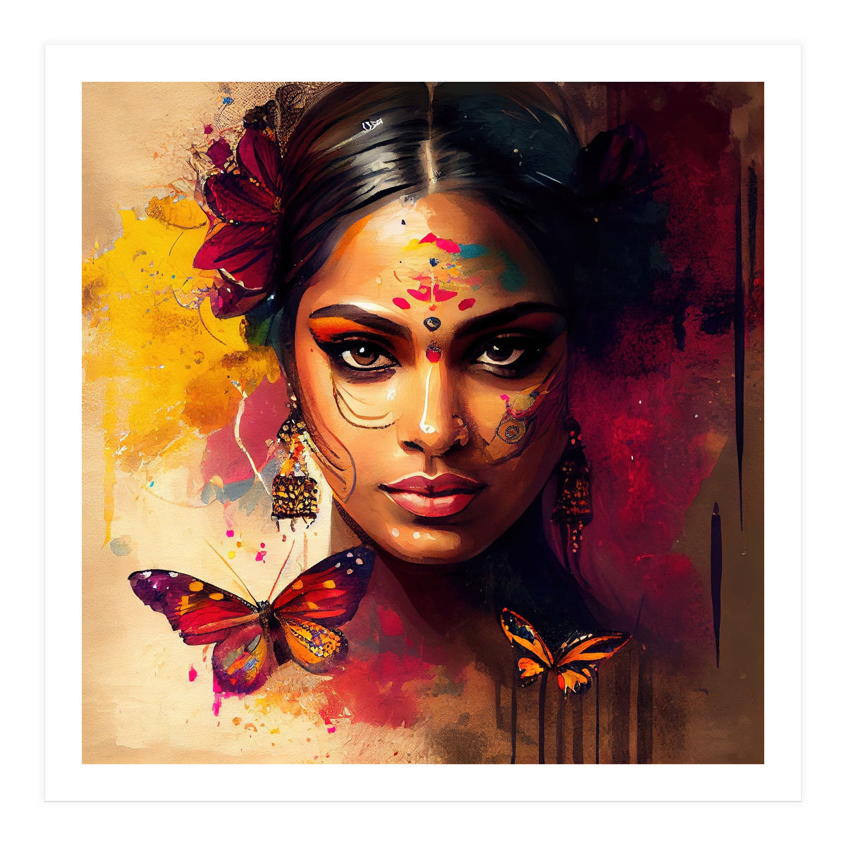 Golden Butterfly Hindu Portrait (Print Only)