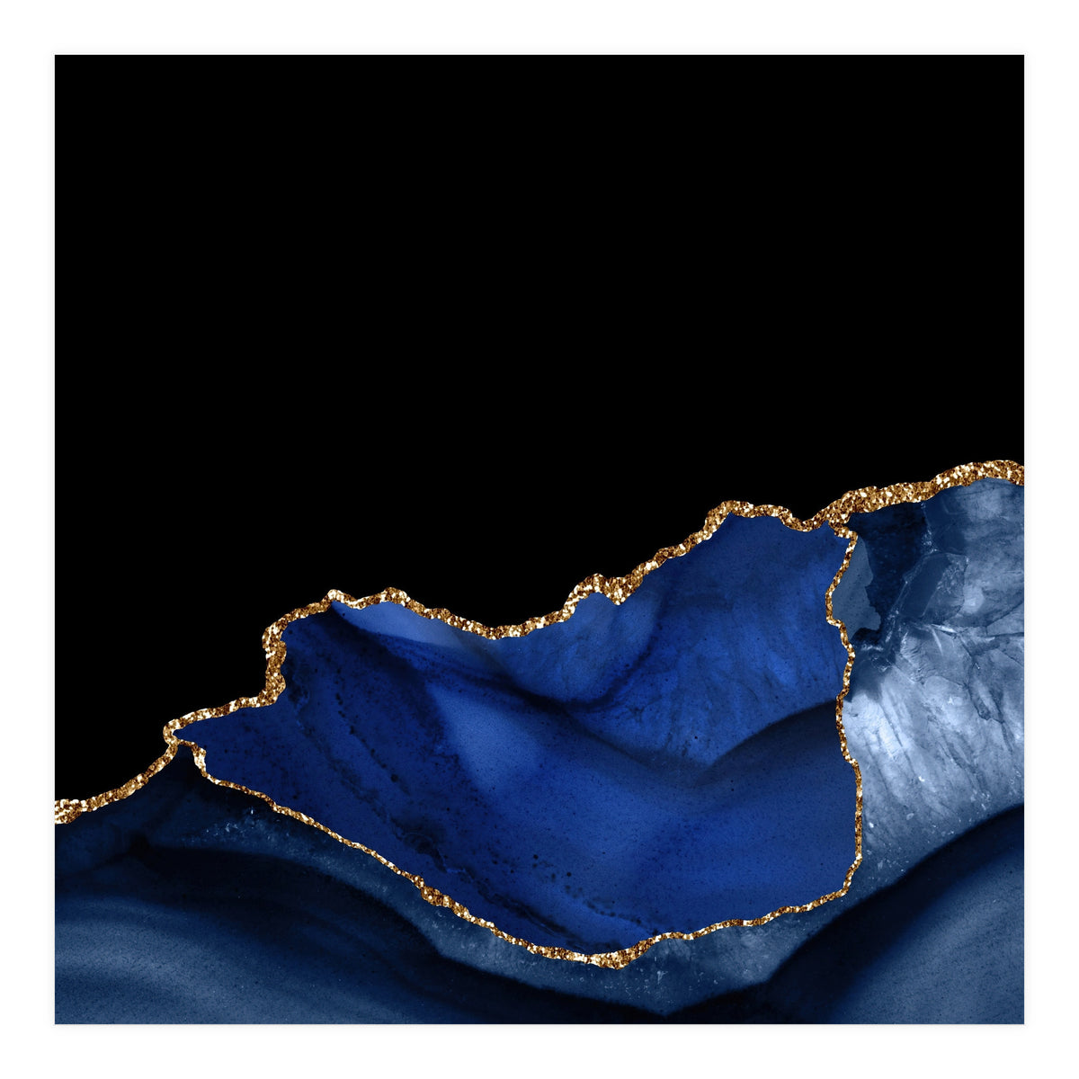 Navy & Gold Agate Texture 06  (Print Only)