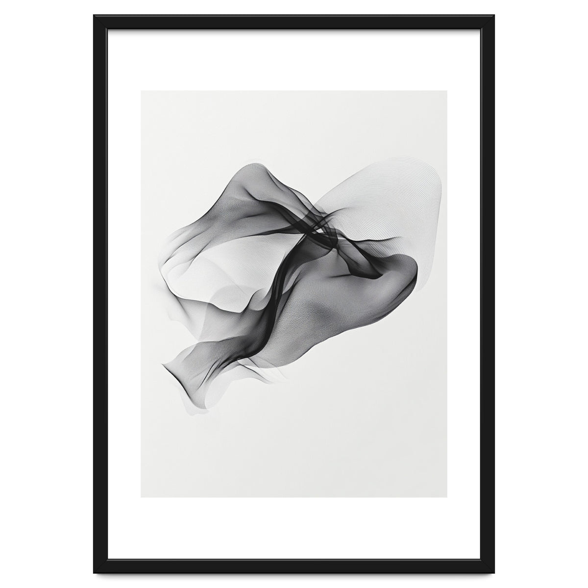 Abstract Black Flowing Fabric Wave