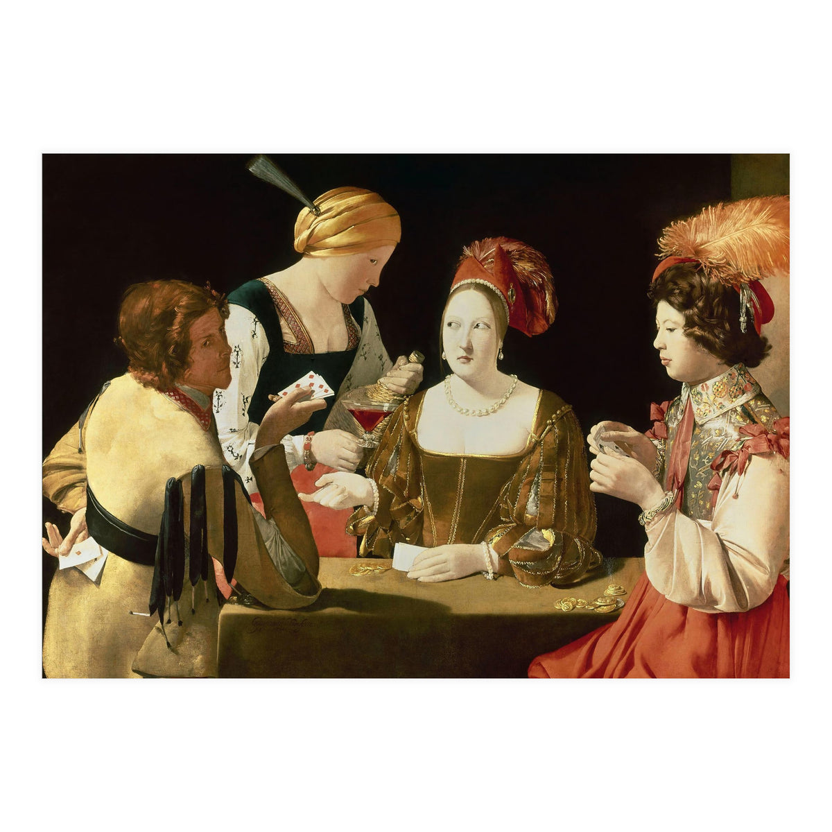 French school. The Cheater with the Ace of Diamonds. Le Tricheur à l'As de Carreaux. 17th century... (Print Only)