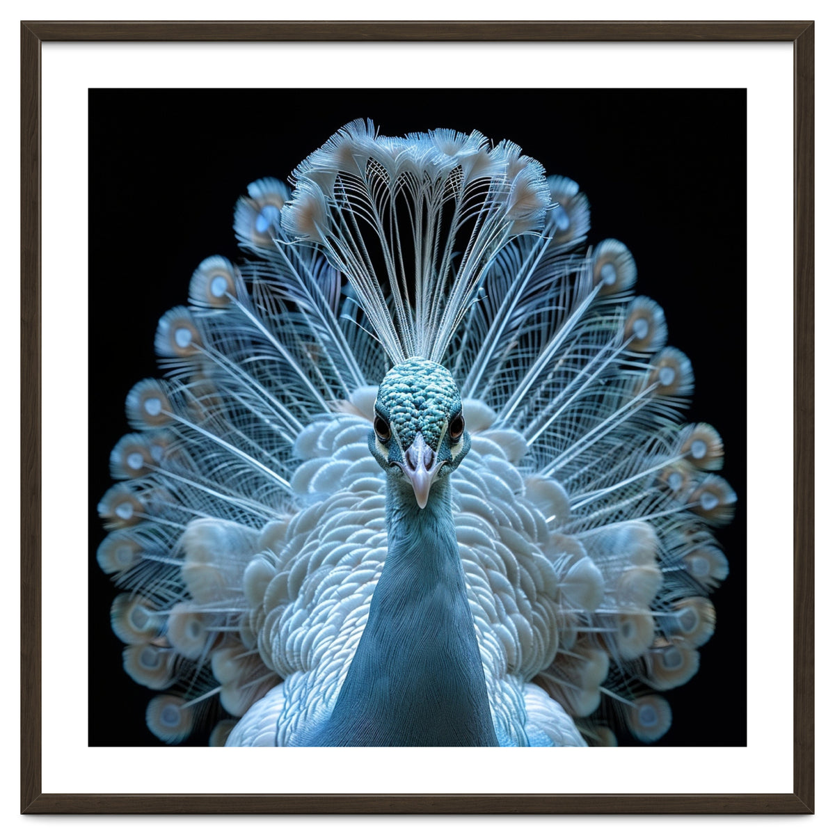 Majestic White Peacock Displaying Its Feathers