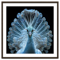 Majestic White Peacock Displaying Its Feathers