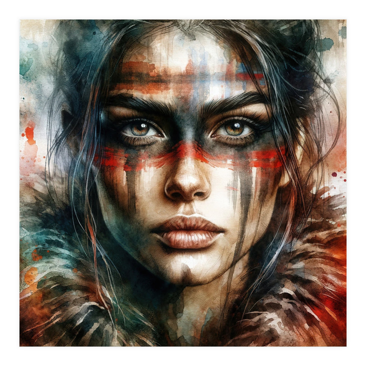 Watercolor Warrior Woman #2 (Print Only)