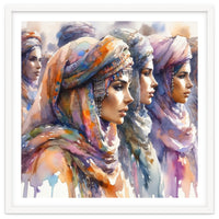 Tuareg Women Procession Watercolor
