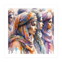 Tuareg Women Procession Watercolor (Print Only)