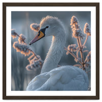 Swan Portrait Dew Drops Morning Light