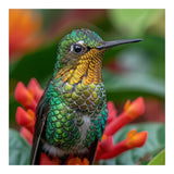 Close Up Of A Hummingbird On Red Flowers (Print Only) thumbnail