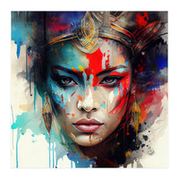 Crowned Mask Asian Warrior Portrait (Print Only)