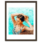 Simulacrum | Modern Bohemian Woman Swim | Summer Swimming Pool Fashion Watercolor Painting thumbnail