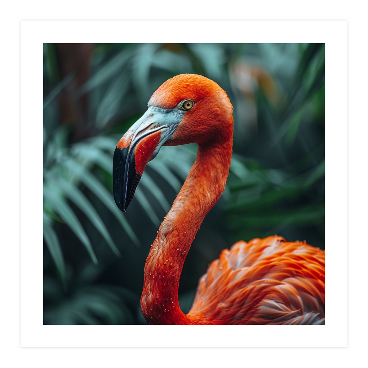 Close Up Of A Vibrant Orange Flamingo Bird (Print Only)