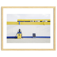 Yellow and blue gas station