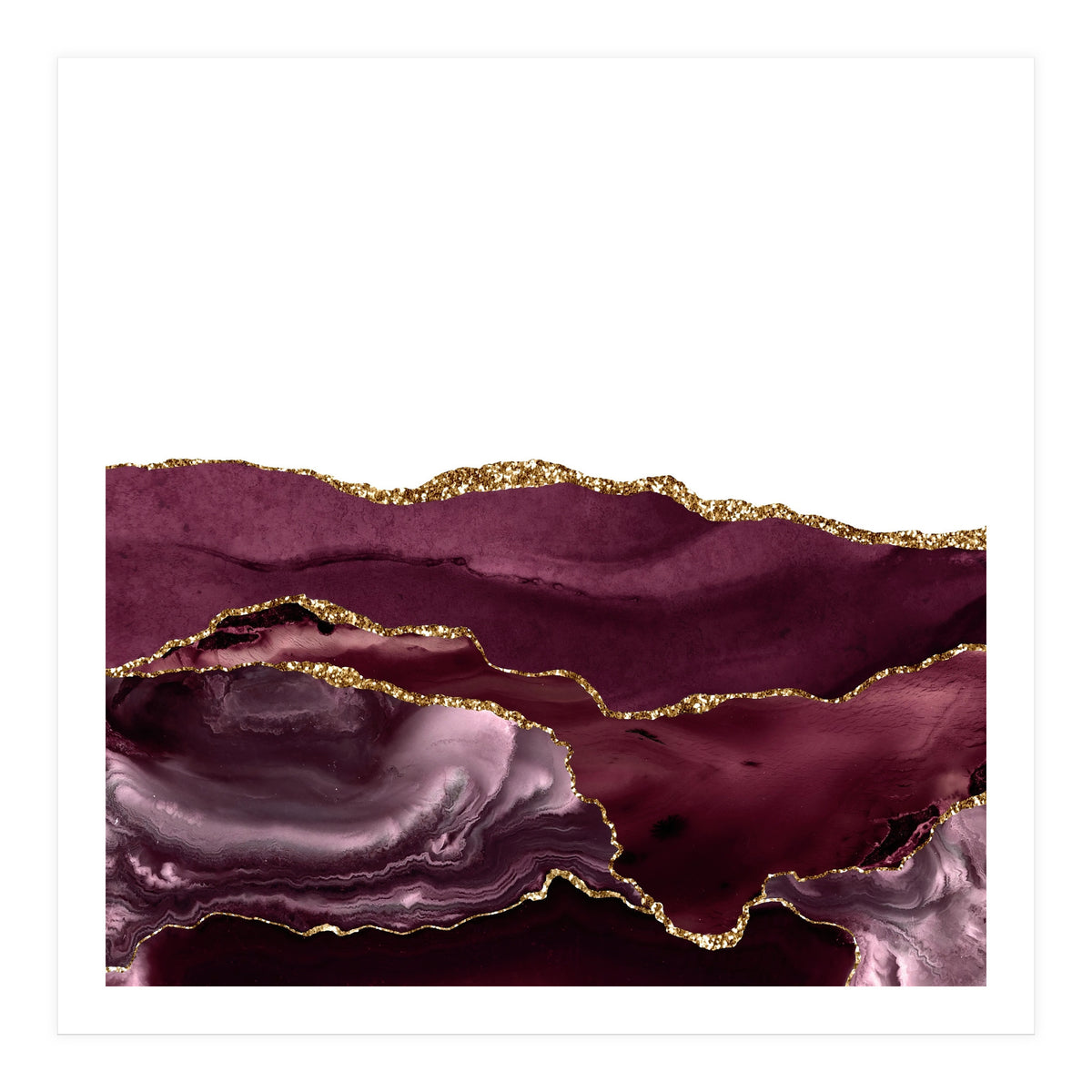 Burgundy & Gold Agate Texture 25  (Print Only)