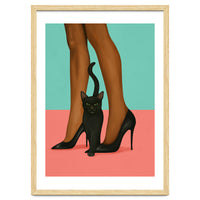 Woman In Heels With Black Cat