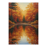 Golden Autumn Reflection: Impasto Forest Landscape (Print Only) thumbnail