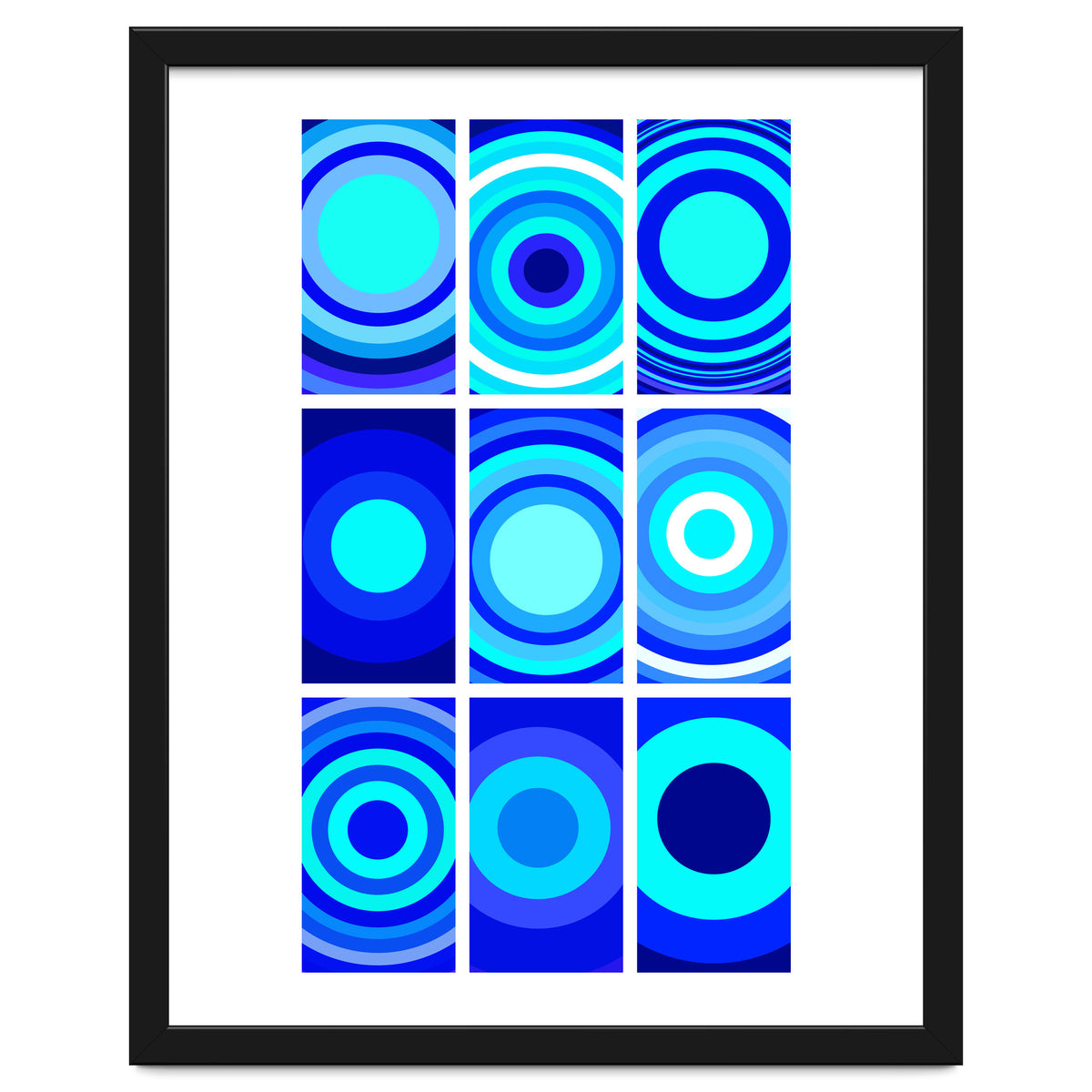 Circles & Rectangles Alt Blue 3 X 3: 2